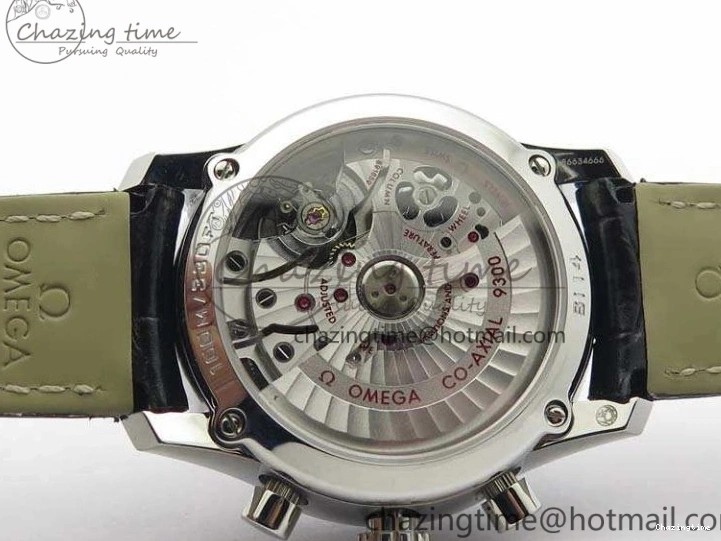 0812 De Ville Chronograph SS OMF 1:1 Best Edition Black Dial On Black Leather Strap A Fashionable 8109